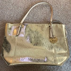 Michael Kors gold tote bag